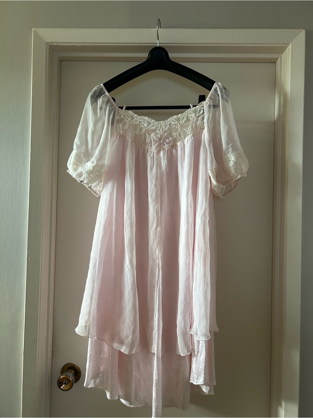 Sheer Pink Lace-Trim Chemise Nightgown - Women's Intimates